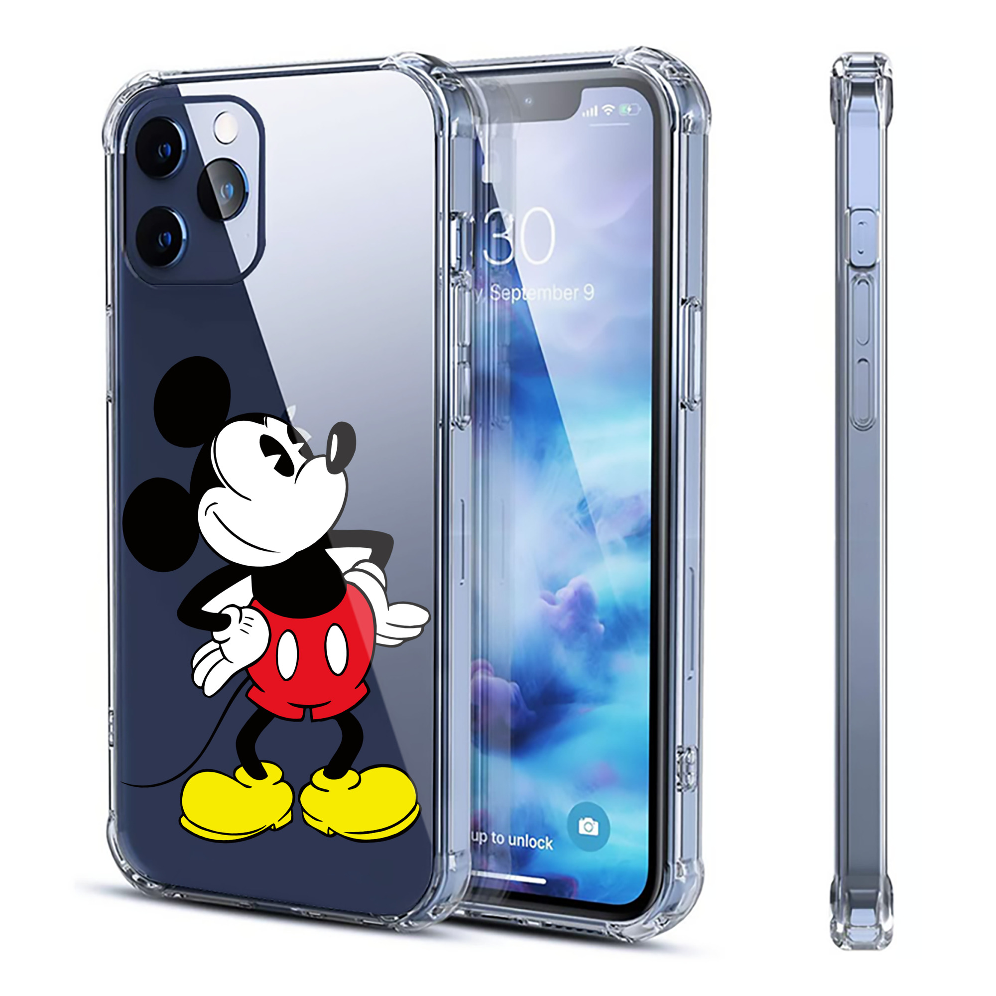 （画像用） ミッキーマウス Mickey Mouse 【iPhone 12シリーズ対応】透明スマホケース（クリアソフトケース）
